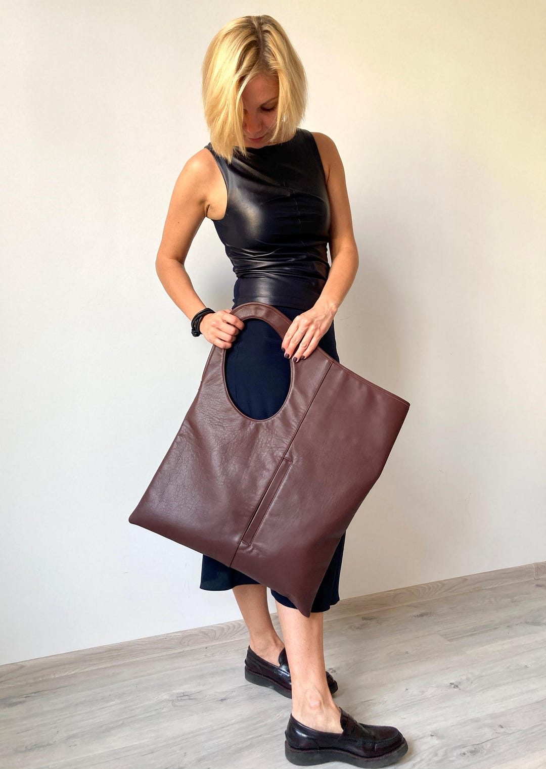 Brown Soft Leather Shopper: Extra Large Armhole Tote Ladies Shoulder ...