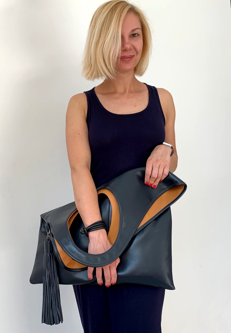 Extra Large Crossbody Bag Cobalt Blue Leather Bag Soft Leather Etsy