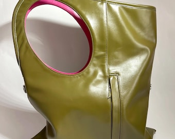 Soft genuine leather hobo  purse Olive shoulder bag Designer armhole handle handbag for women