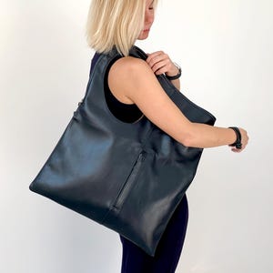 Black Leather Hobo Bag, Large Handmade Shoulder Bag