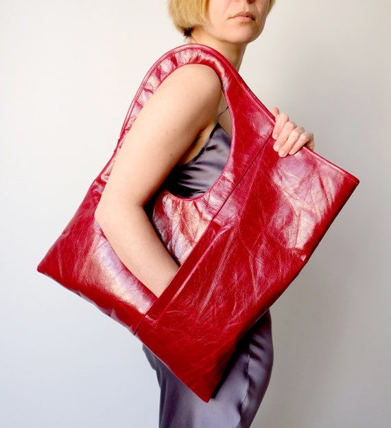 Women's Large Capacity Leather Work Tote Zipper Closure Shoulder Bag - Wine  Red - CR18699UL2Y | Womens tote bags, Leather work tote, Leather handbags  tote