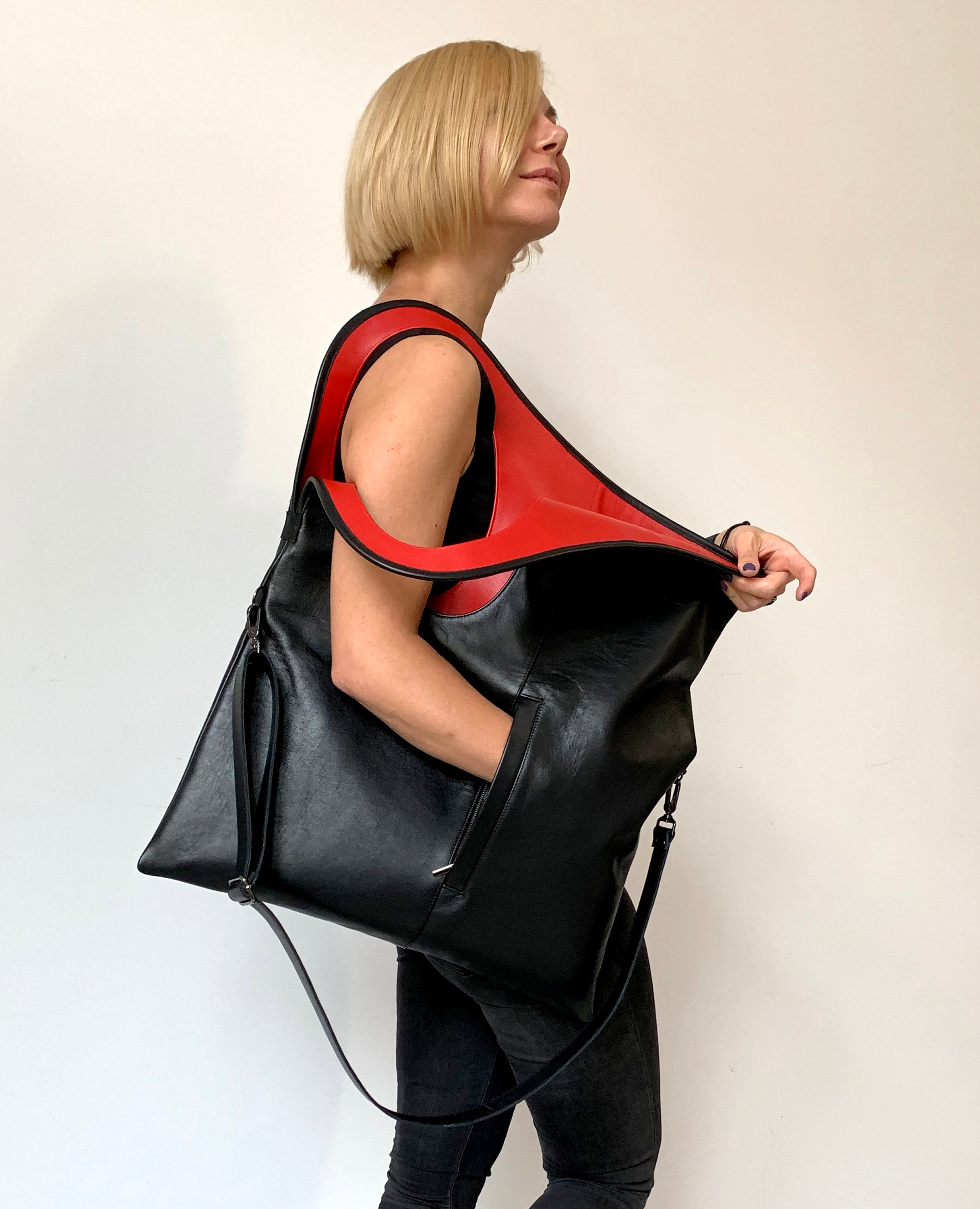 Extra Large Shoulder Bag Black Hobo Bag Slouchy Leather Purse
