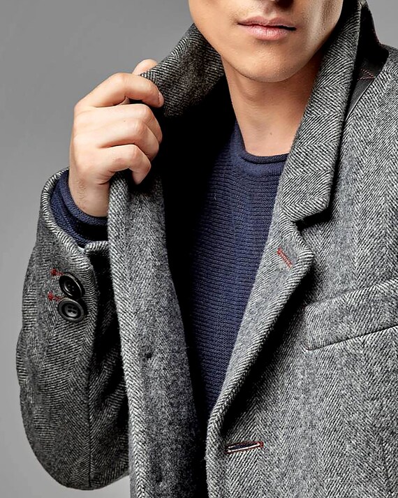 Mens Wool Coat Winter Mens Coat Grey 