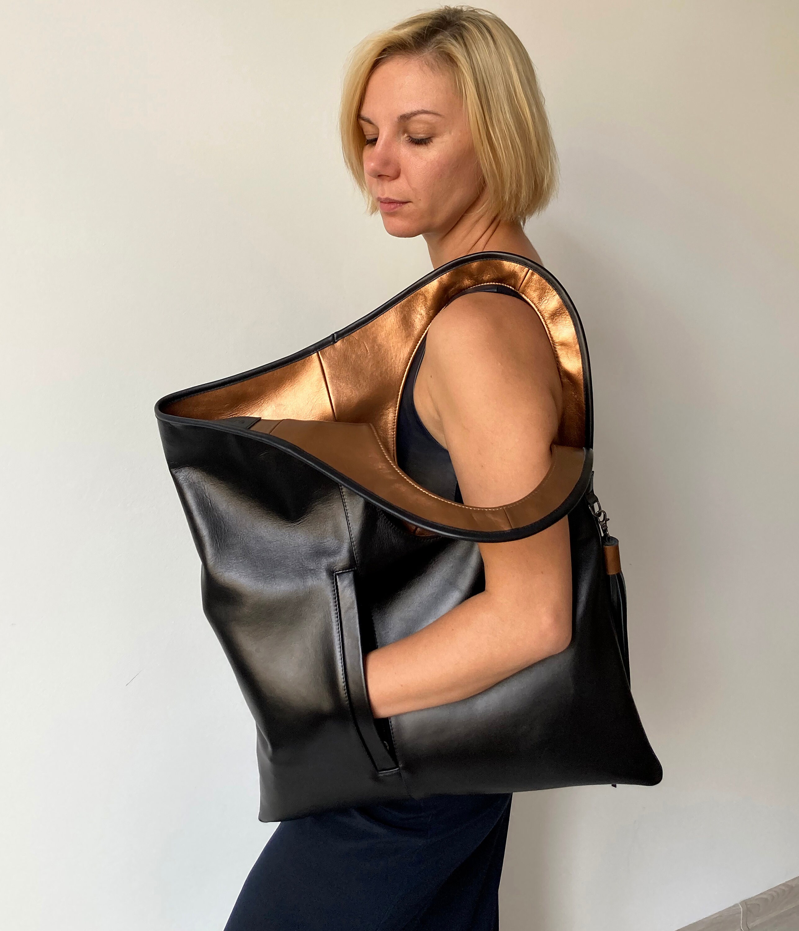 Oversized Shopper Fold Over Clutch Bag Unique Shoulder Bag