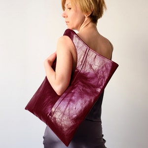 Burgund Tasche Große Lederhandtasche Maroon Geldbörse Designer-Tragetaschen für Frauen Übergroße Hobo-Tasche Einzigartige Geldbörse Handmade Shopper