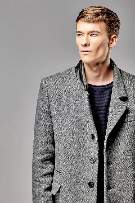 Men's Wool Coat Winter Coat Men Grey 