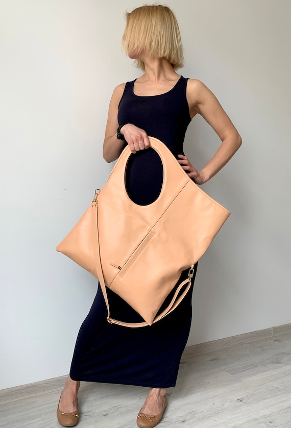 Blush leather tote bag hotsell