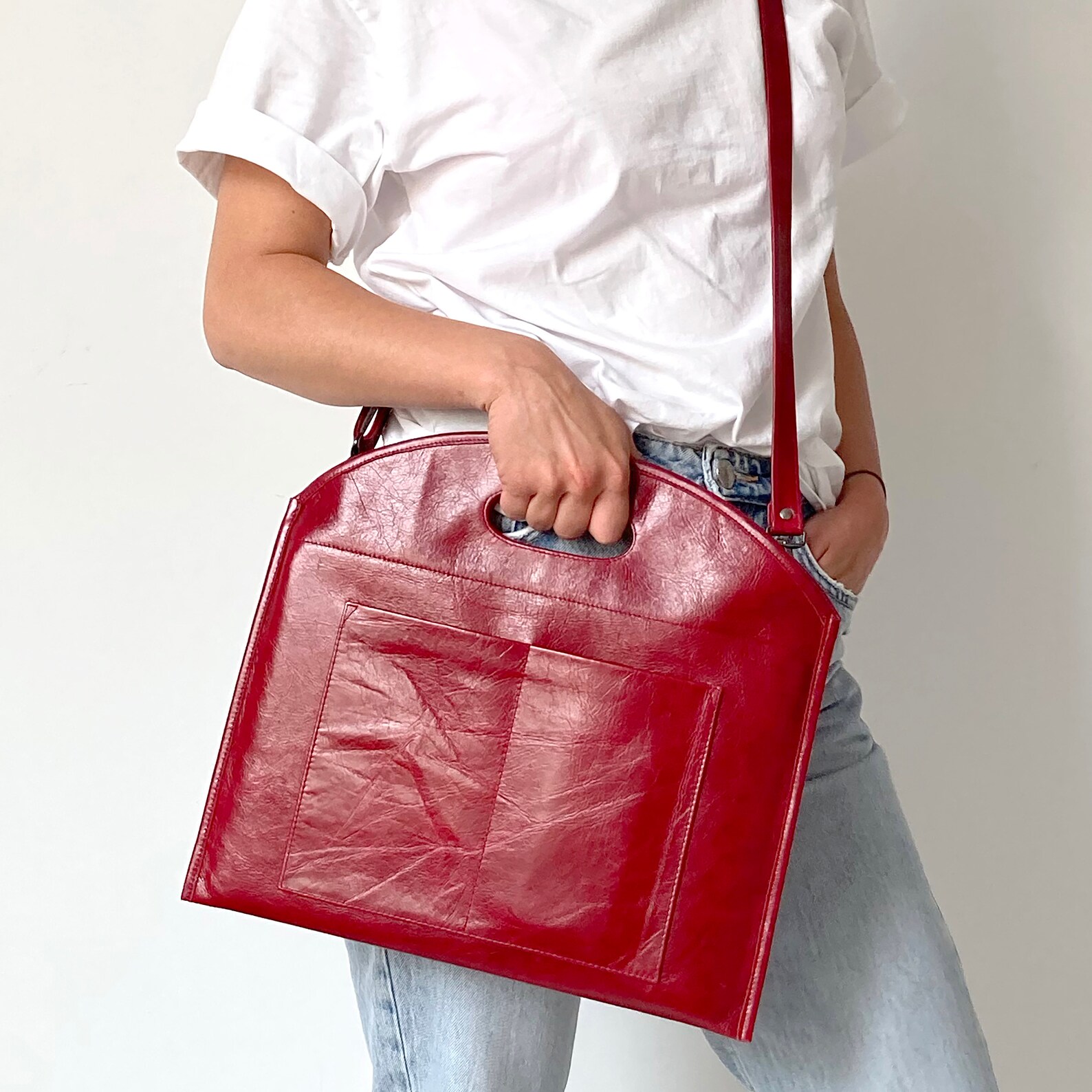 Red Leather Computer Bag Laptop Bag for Women Macbook Tote Etsy