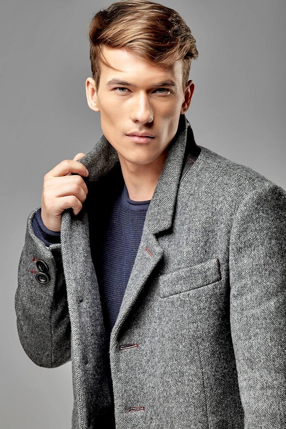 men's herringbone overcoat