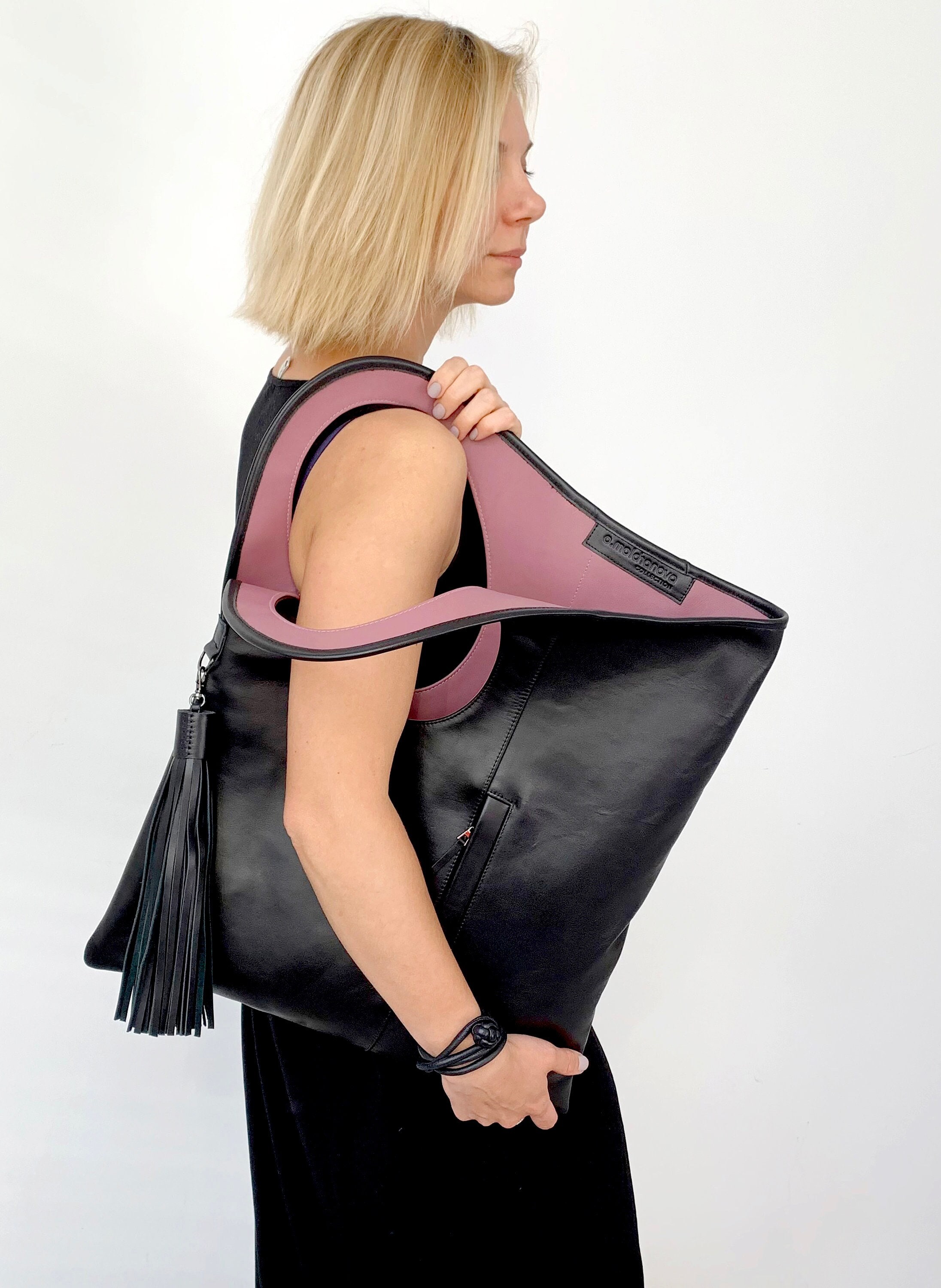 Black Shoulder Bag Slouchy Hobo Bag Large Leather Tote Bag for Women Unique Leather Purse Handmade Leather Shopper Asymmetric Purse Etsy Canada