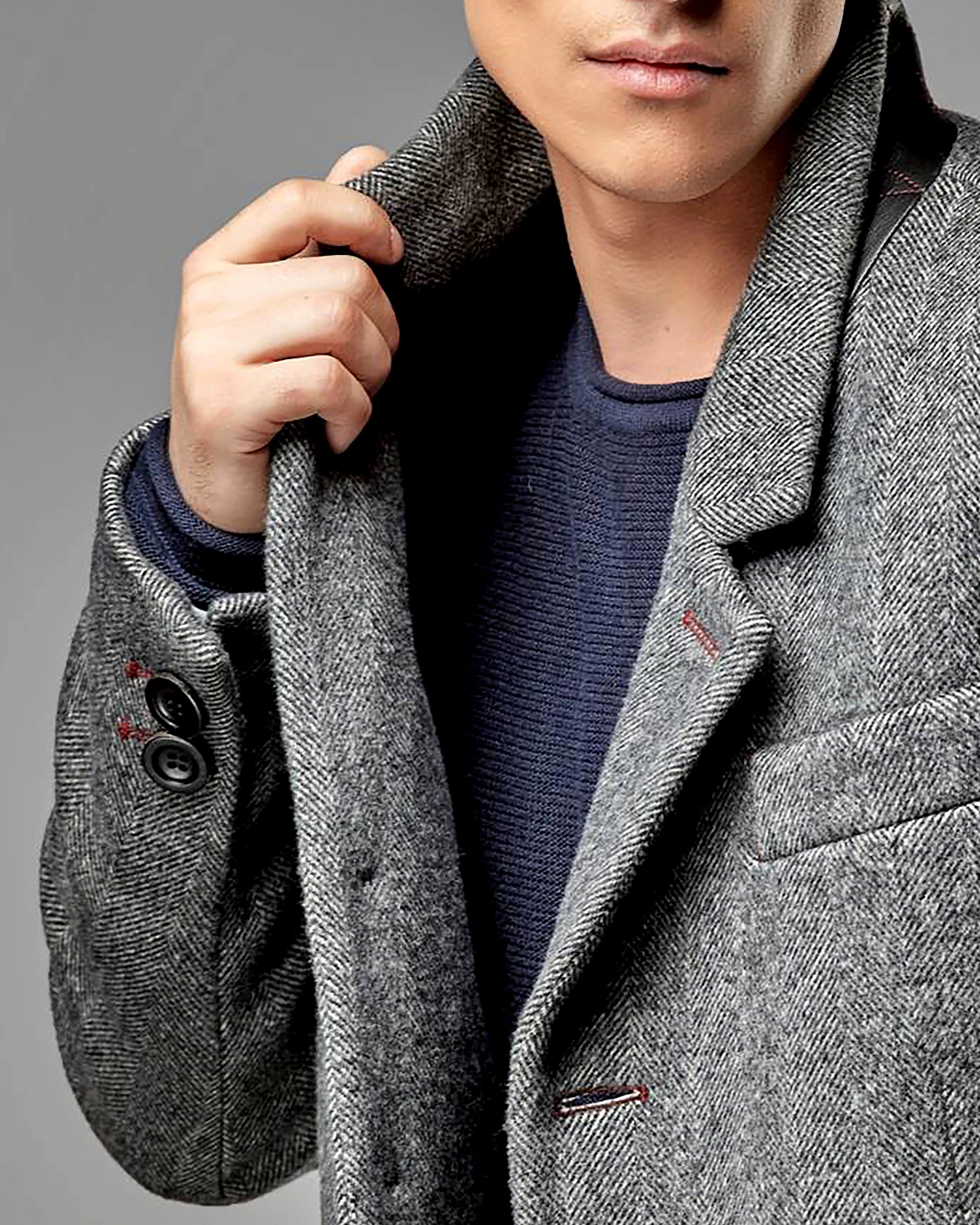 Mens Wool Coat Men Overcoat Grey Herringbone Coat Custom Tweed - Etsy