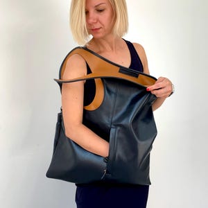 Yellow soft leather fold over clutch purse with tassel Oversized hobo bag Unique handbag for women