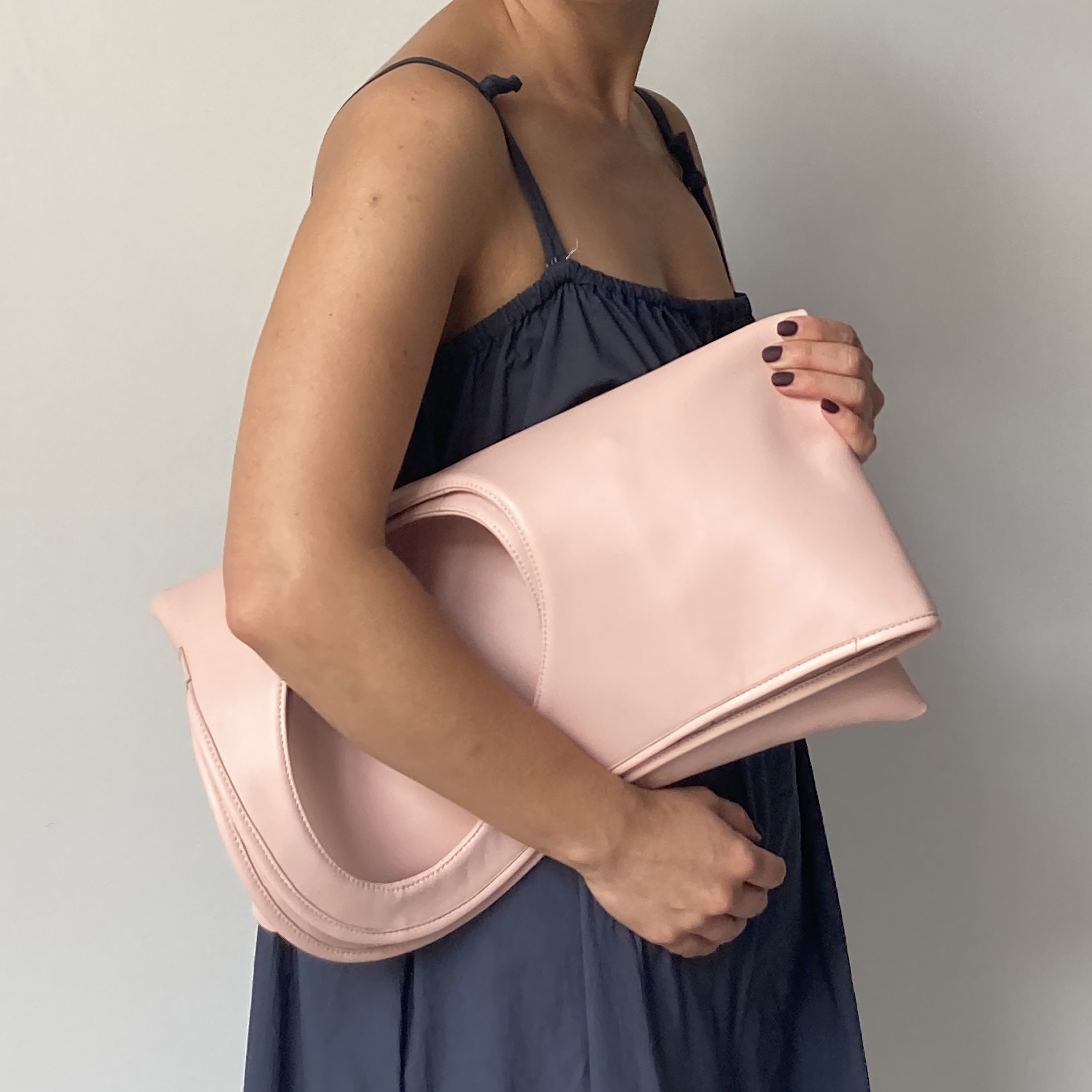 Glossy Bag - Designer Strap - Hot Pink & Light Pink