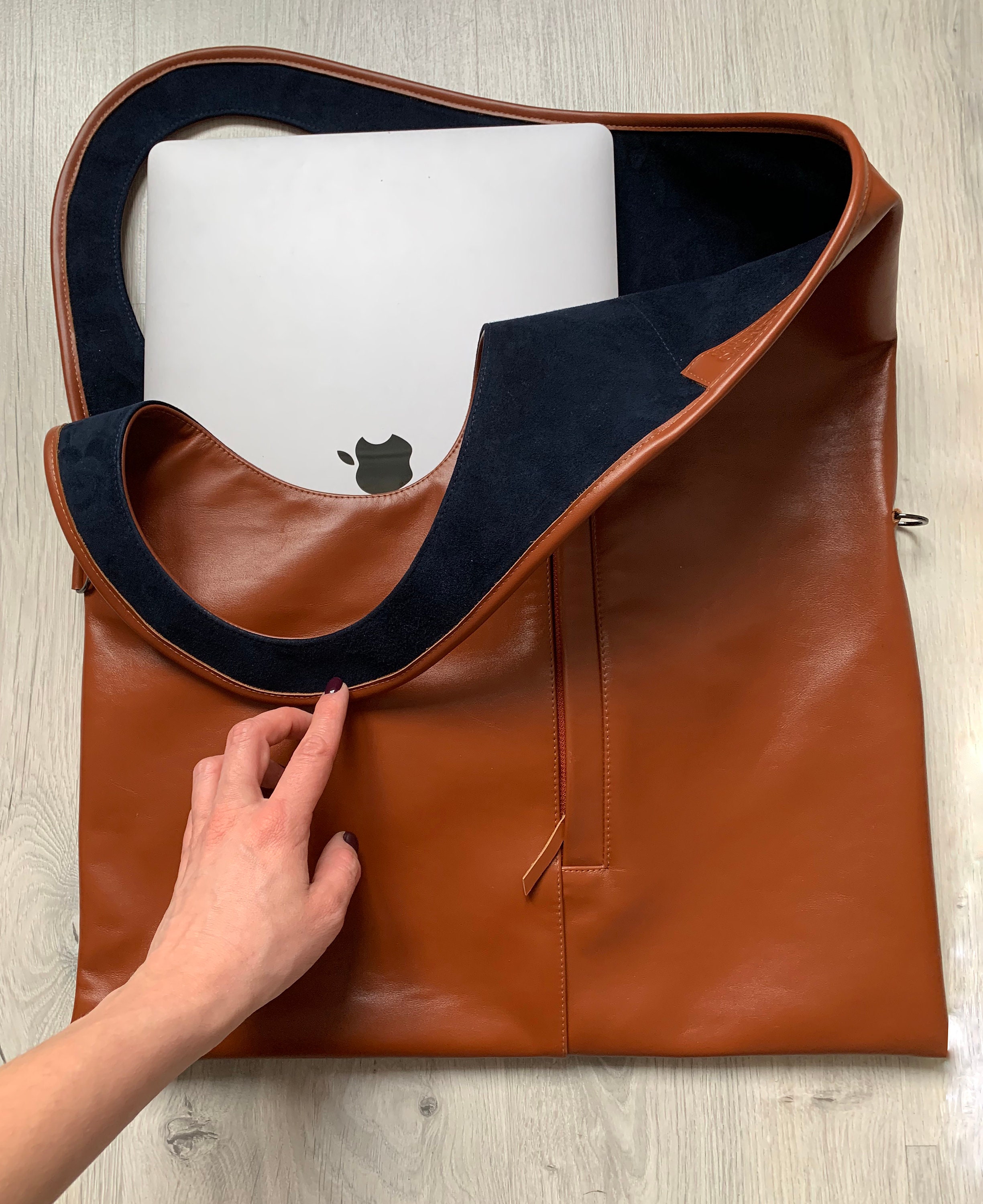 Genuine leather shoulder bag Black and white handbag Large Etsy