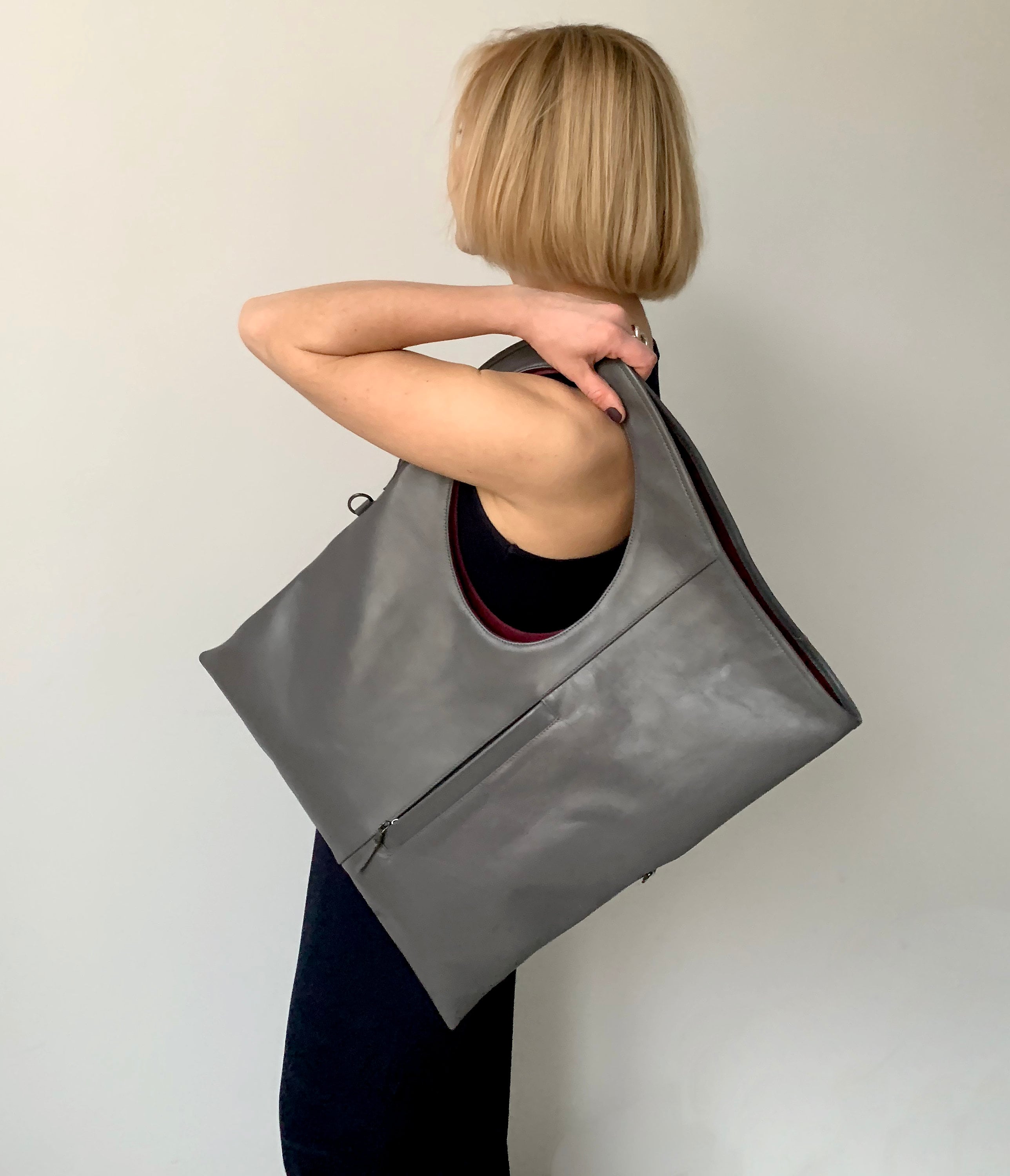 Grey slouch handbag hotsell
