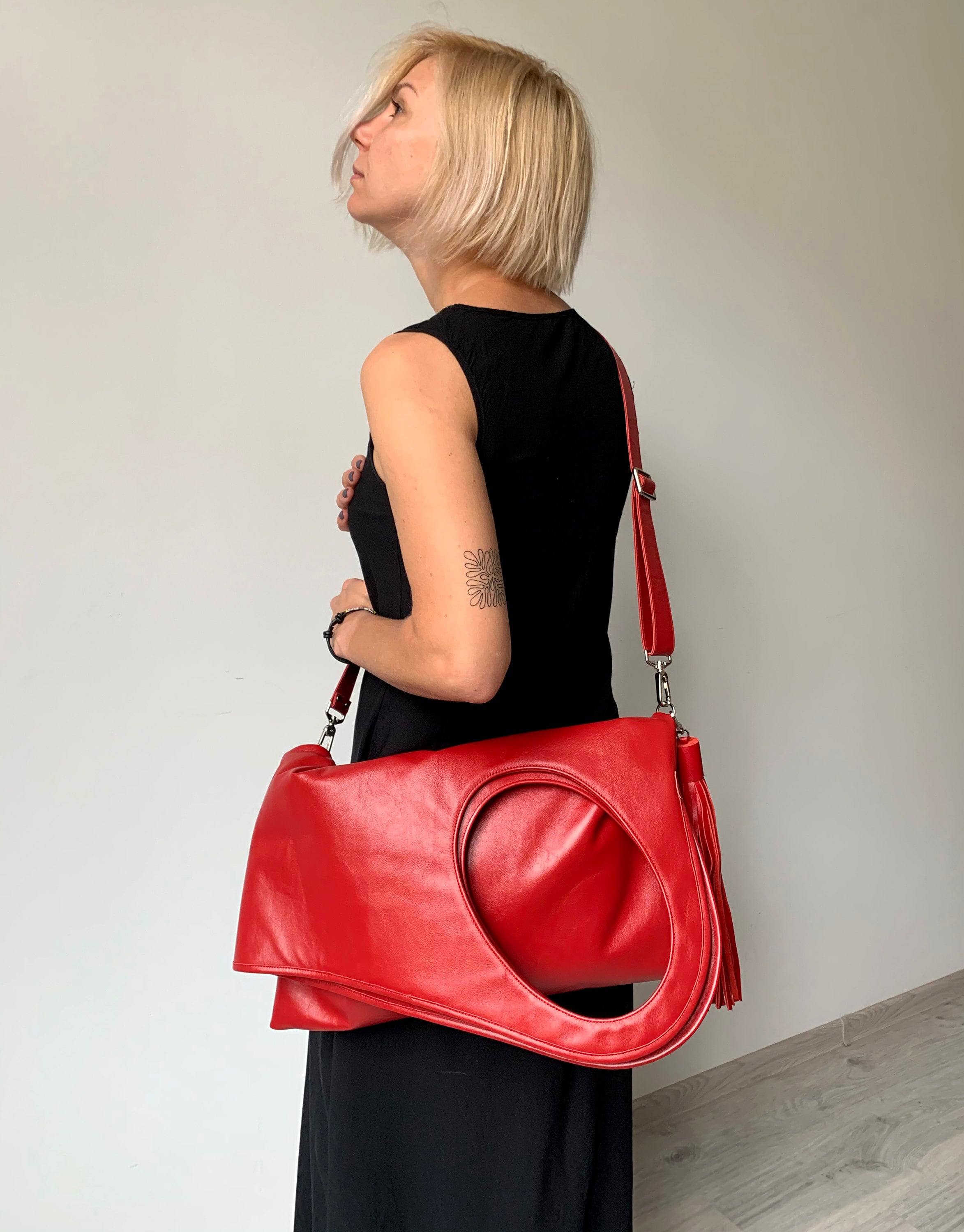 Red leather handbags hotsell