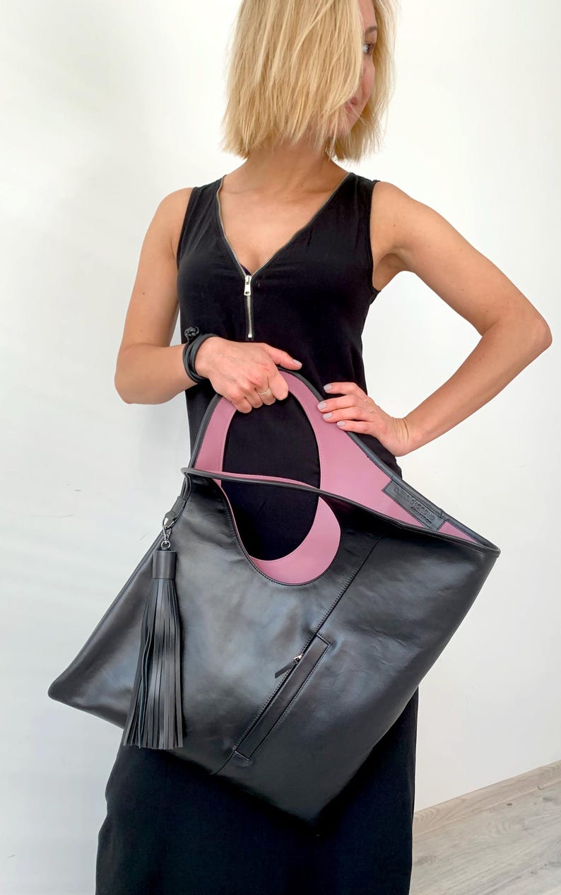 Yellow soft leather fold over clutch purse with tassel Oversized hobo bag Unique handbag for women