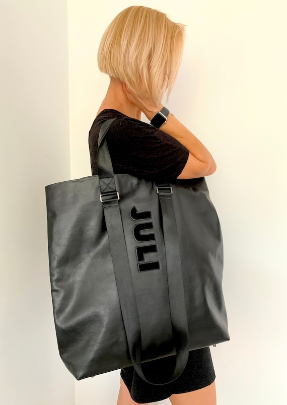 Back shopper Monogram tote bag for women Large leather shoulder bag  Personalised handbag Oversize purse