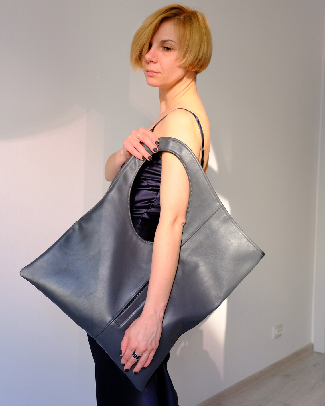 Brown leather hobo Messenger bag women Large leather tote Etsy