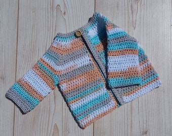 Tiny Baby Cotton Cardigan, New Baby Cotton Sweater, Preemie Baby Clothing, Gender Neutral Baby Cardigan