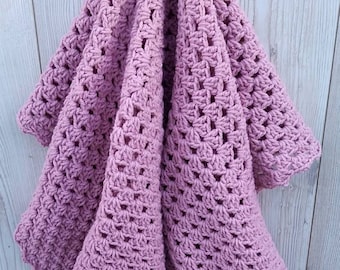 Crochet Baby Blanket, Pink baby Blanket