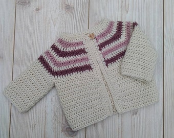 New Baby Cardigan, Cream Baby Cardigan for 0-3 months