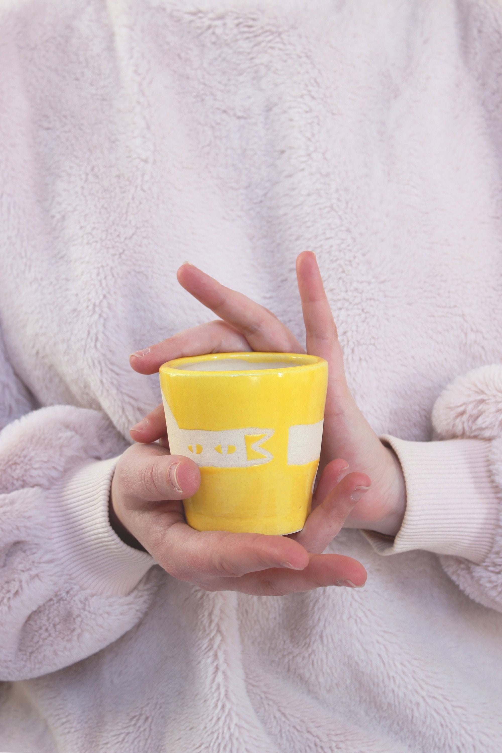 Tasse en Grès Fait Main Motif Oiseau Pour La Maison