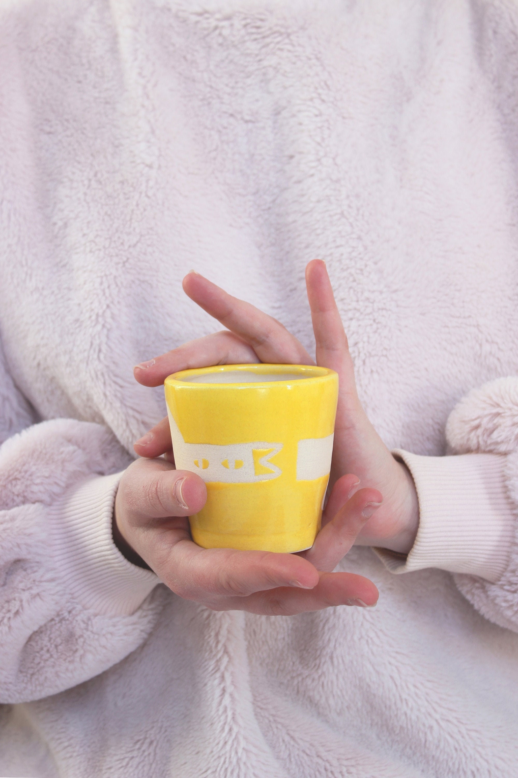 Tasse en Grès Fait Main Motif Oiseau Pour La Maison