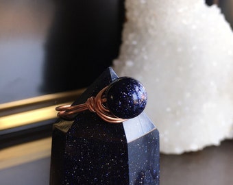 Blue Goldstone Ring, Blue Goldstone Jewellery