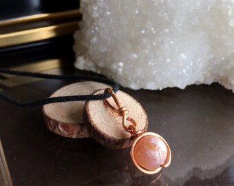 Roze opaal hanger ketting, minimalistische edelsteen, geschenkverpakking
