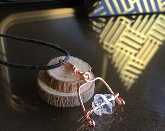 Herkimer Diamond Pendant Necklace: Raw Crystal Quartz Jewelry Gift