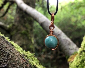 Larimar Pendant Necklace, Healing Crystal Jewelry, Handmade Gift Box