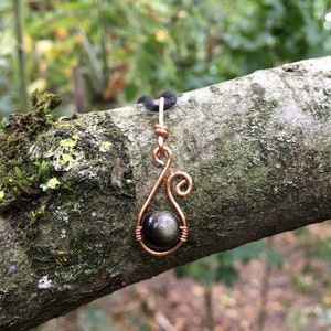 Golden Obsidian Necklace: Handmade Wire Wrapped Pendant
