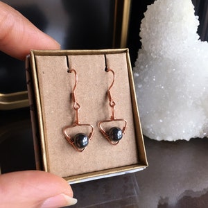 Hematite Earrings, Hematite Triangle Earrings, Hematite Jewelry