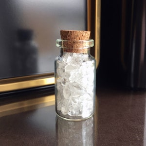 Bottle of Clear Quartz Crystals, Crystals in a Bottle, Clear Quartz Gifts