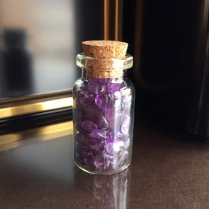 Bottle of Amethyst Crystals, Crystals in a Bottle, Amethyst Gifts