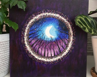 Acrylic Painting, Acrylic Moonlight Painting, Moonlight Painting