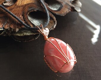 Rhodochrosite Necklace, Rhodochrosite and Herkimer Diamond Necklace