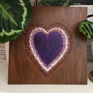 Acrylic Painting, Acrylic Heart Painting, Purple Heart Painting
