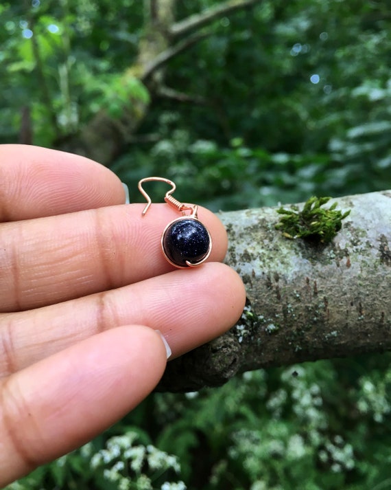 Blue goldstone earrings best sale