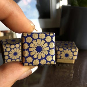 Liten handgjord festlig presentask: Guld/Blå (20 mm)