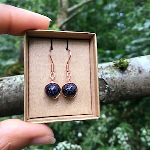 Blauer Goldstein Ohrringe, Blauer Goldstein Schmuck, Blauer Sandstein Ohrringe