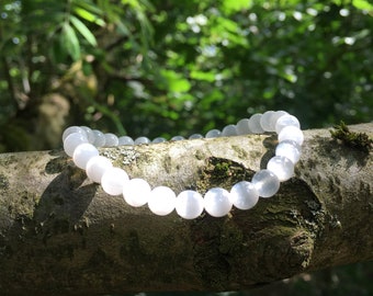 Selenite Bracelet, Satin Spar Bracelet, Beaded Bracelets