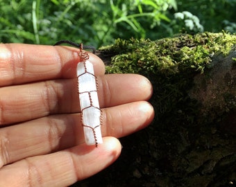 Selenite Crystal Necklace: Minimalist Healing Pendant