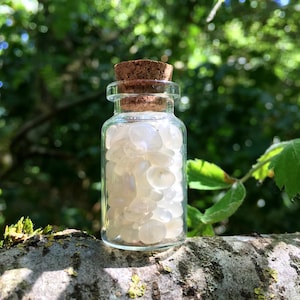 Bottle of Rainbow Moonstone Crystals, Crystals In a Bottle