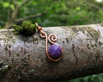 Lepidolite Pendant Necklace, Purple Gemstone Jewelry