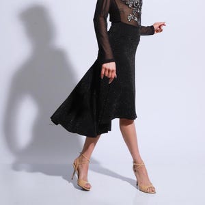 Black Sparkly Tango Skirt – Handmade Milonga & Performance Dancewear – Made in Argentina