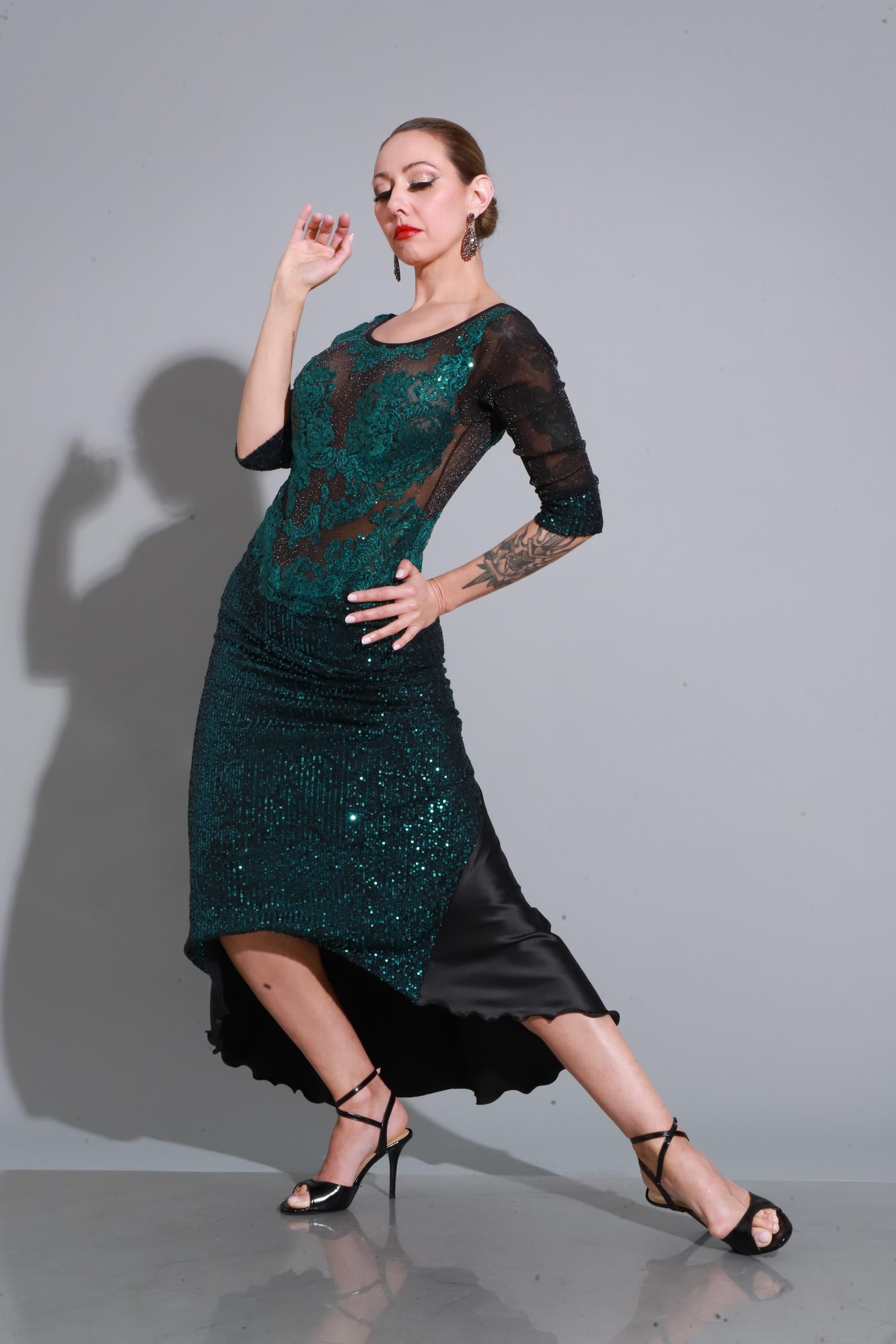 Sale!Mimi Pinzon ブラックスパンコール アルゼンチンタンゴドレス Mimi Pinzon Tango Clothes