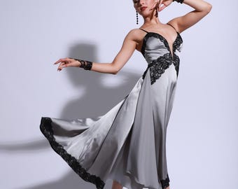 Satin  Argentine Tango Dress:  Evening Cocktail Dress