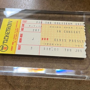 Elvis Presley Concert ticket stub from 1975 Authentic and Original FULL name minus some of the Y. RIP Elvis. Graceland. Elvis Collector.